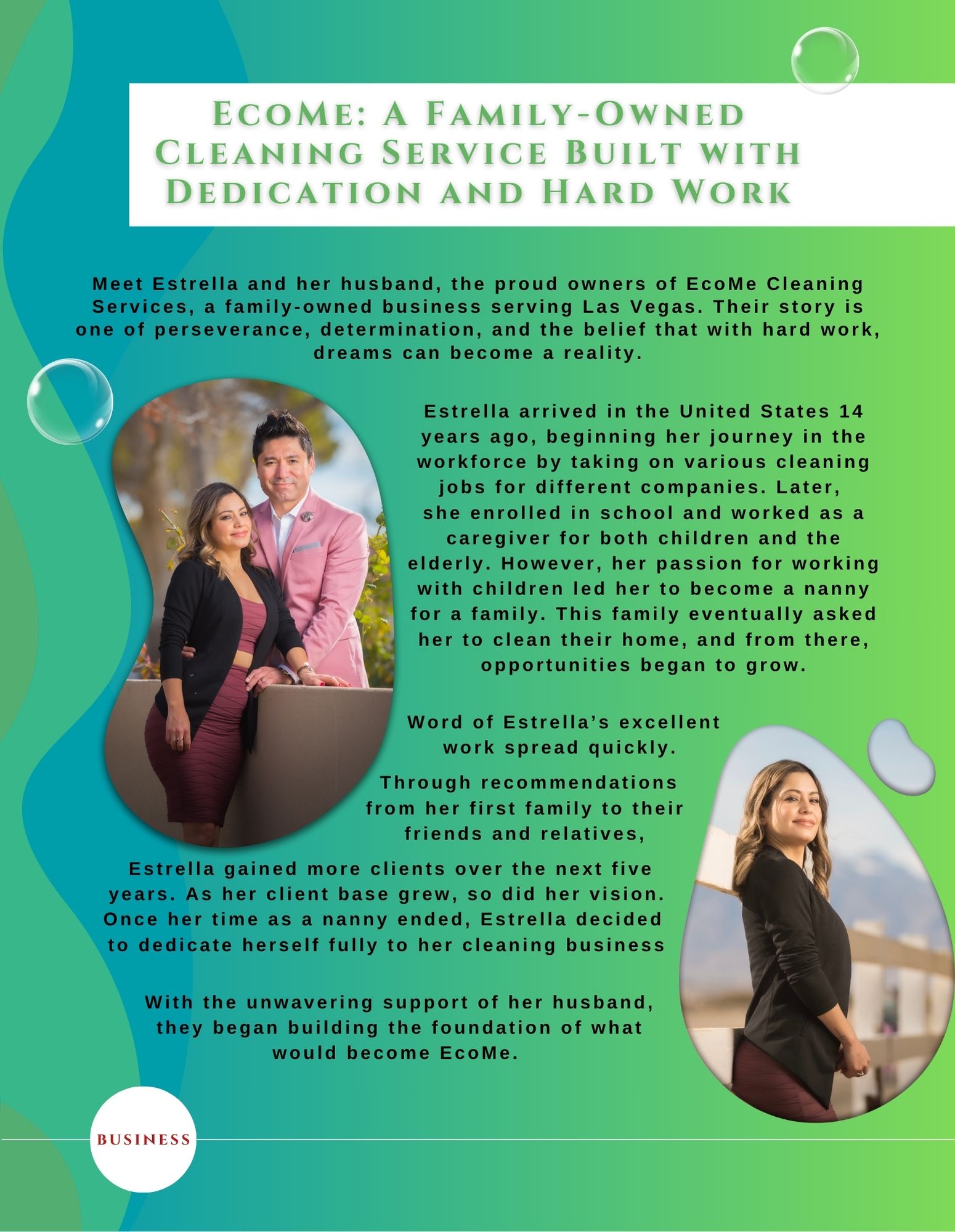 EcoMe: A Family-Owned Cleaning Service Built with Dedication and Hard Work